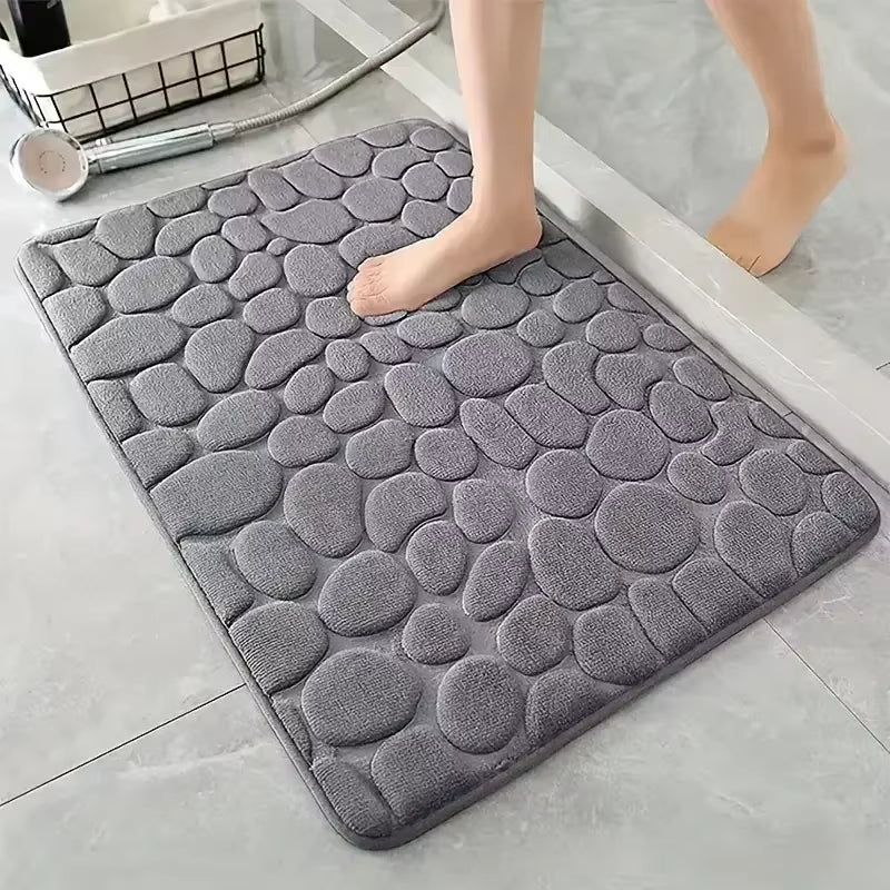 Cobblestone Embossed Bath Mat Non-slip 3D